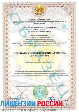 Образец сертификата соответствия аудитора №ST.RU.EXP.00014299-1 Балаково Сертификат ISO 14001